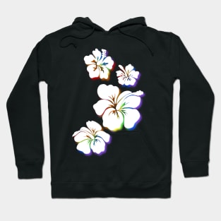 Hibiscus white with rainbow accents Hoodie